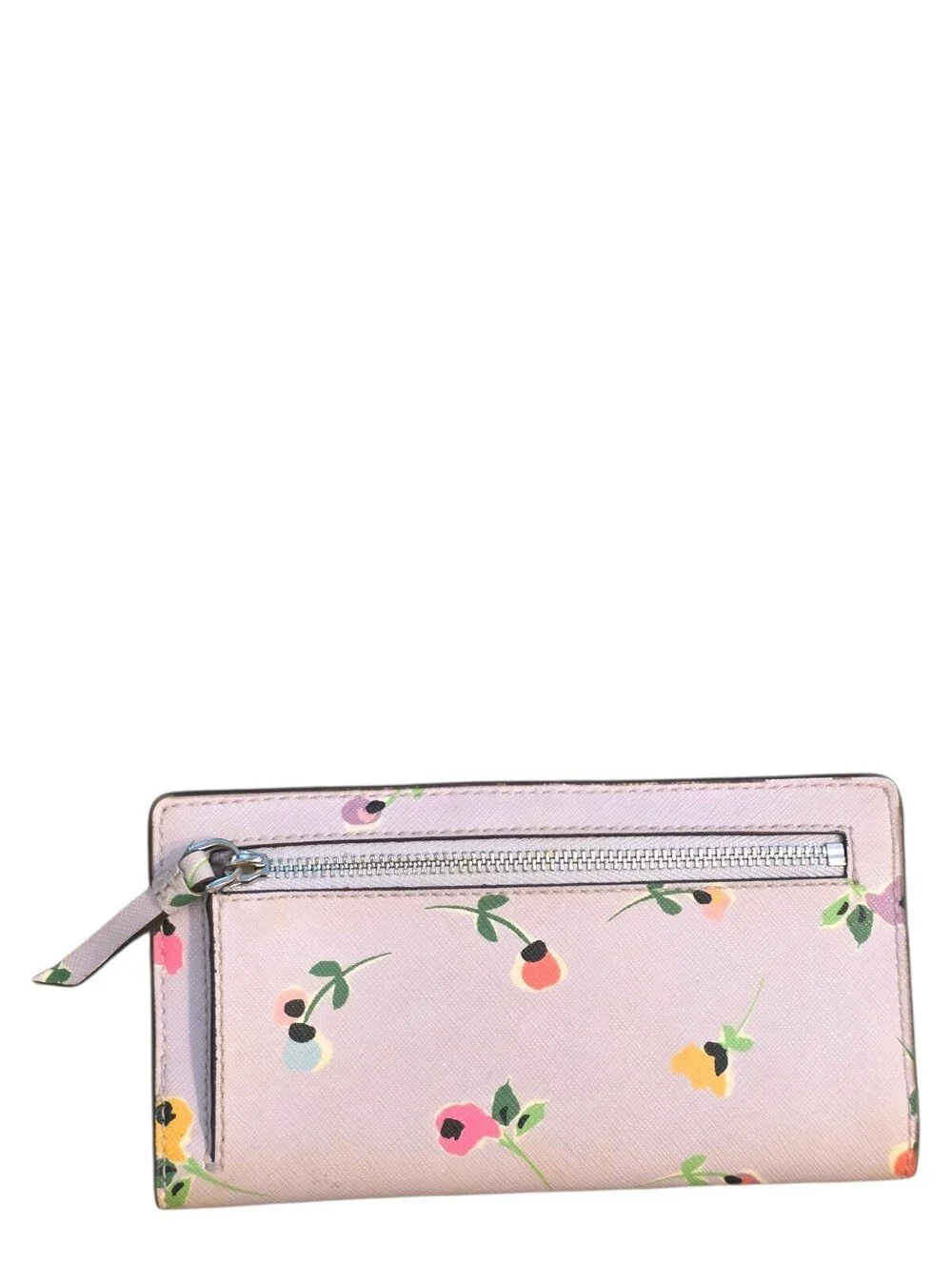 Kate Spade New York Pink Floral Saffiano Leather Bi-Fold Large Wallet Flowers